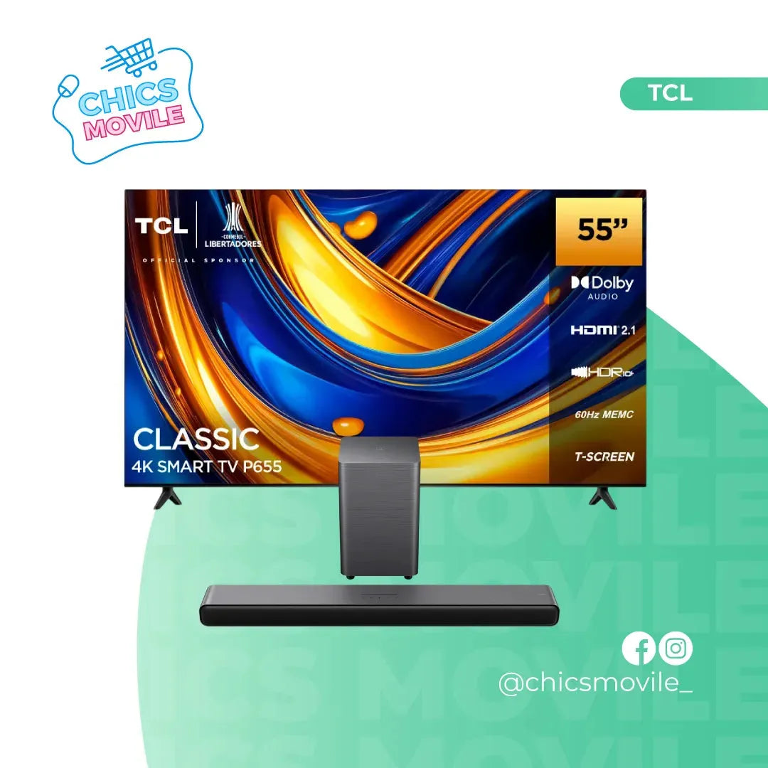 Combo TCL Smart TV 55" 4K + Barra de Sonido 110W