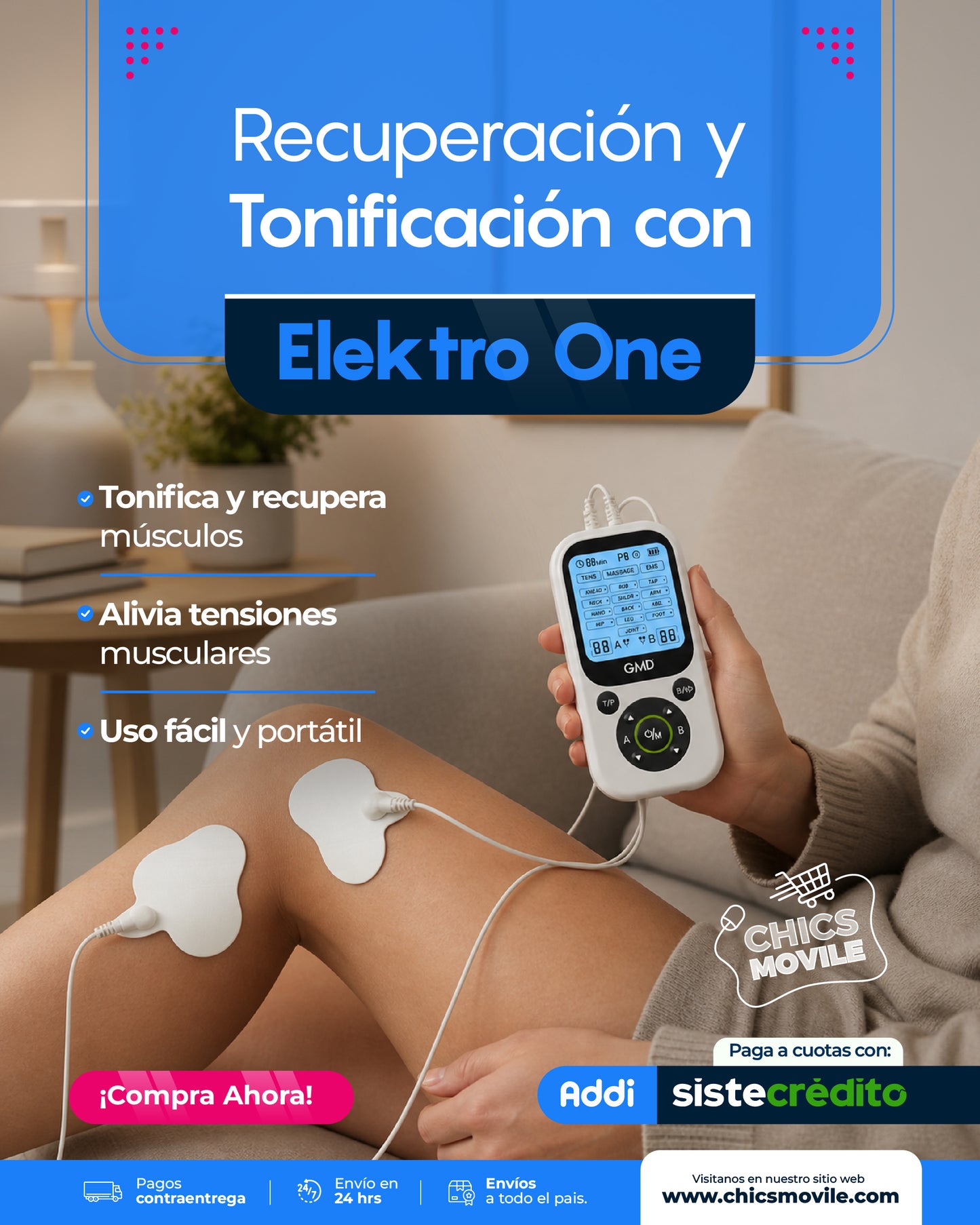 Electroestimulador Muscular ELECTRO ONE 4 Electrodos