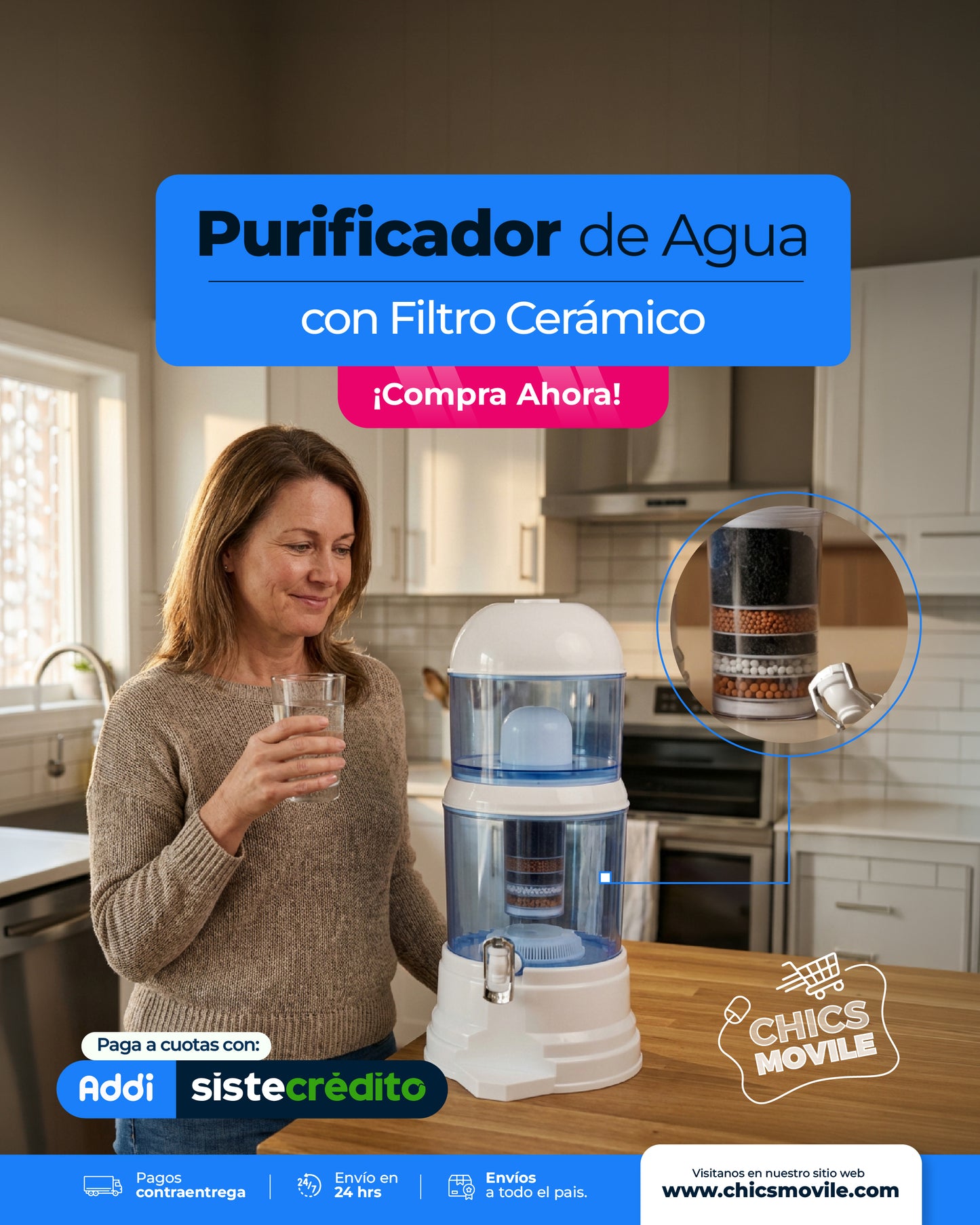 Filtro purificador de agua de 14L