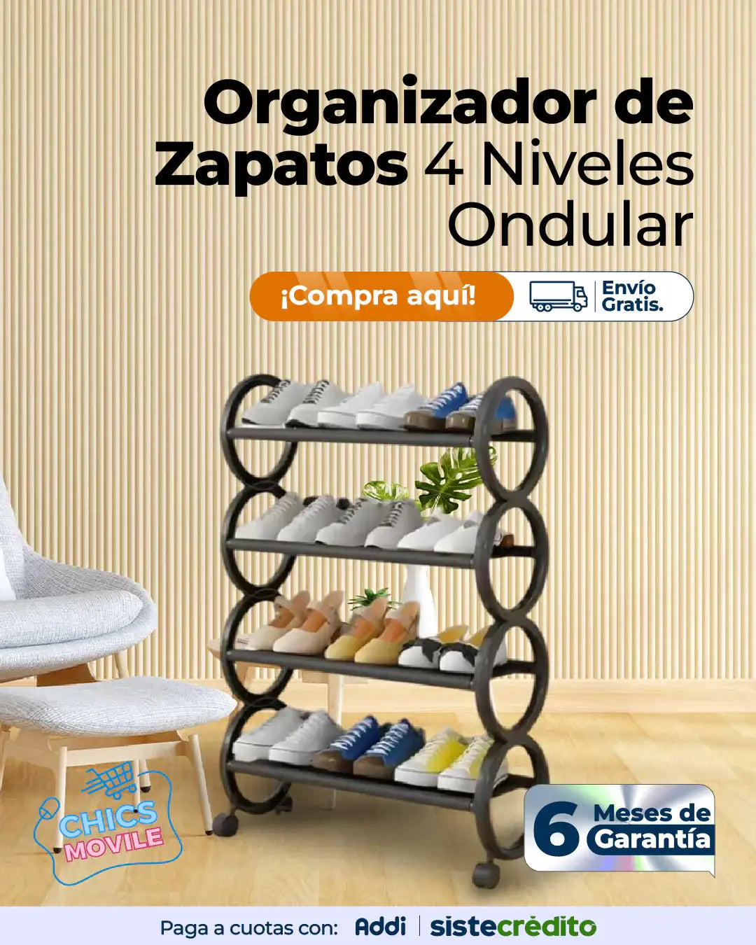 Zapatero Estrecho Alto con Ruedas