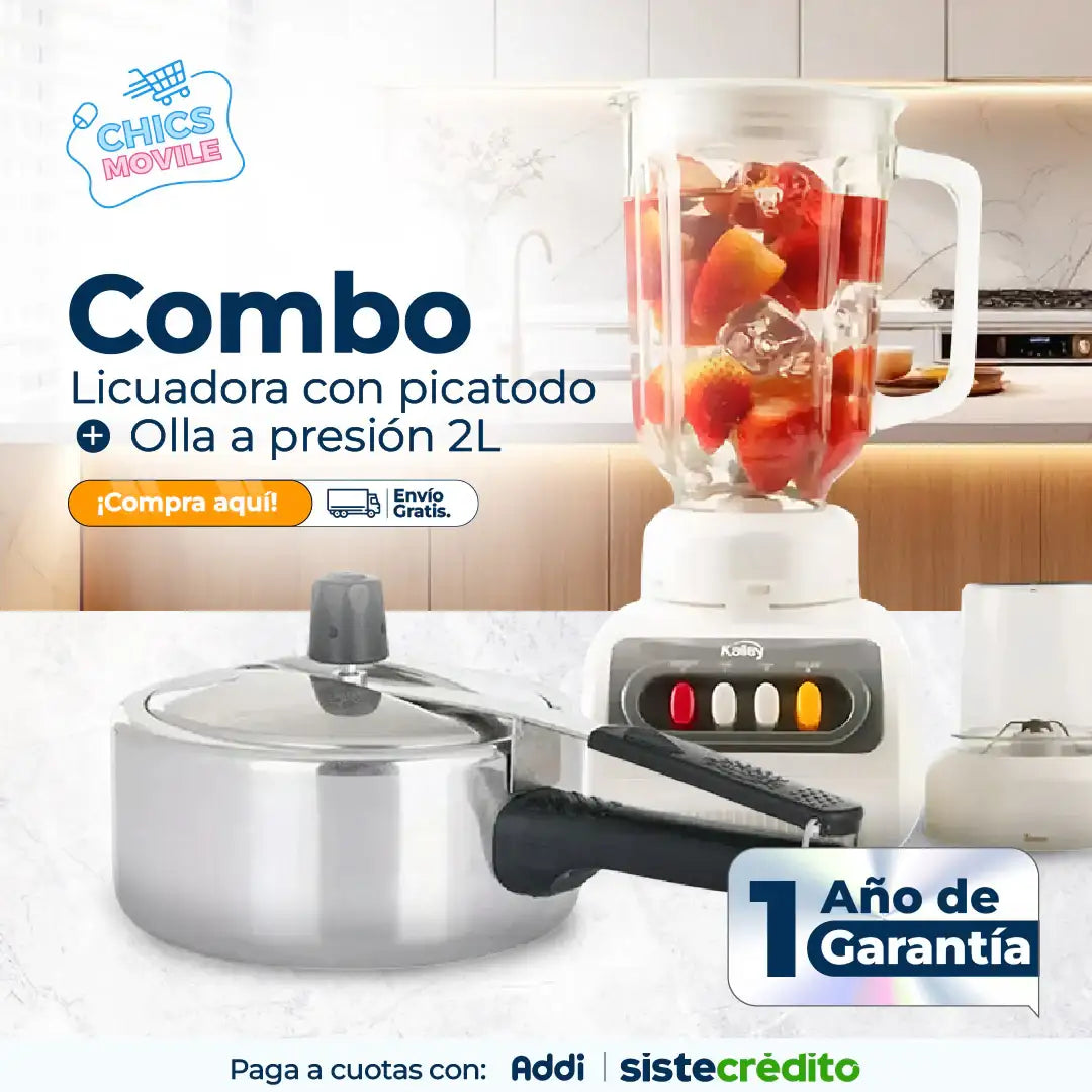 Combo Olla a Presión 2L Corona + Licuadora & Picatodo Kalley