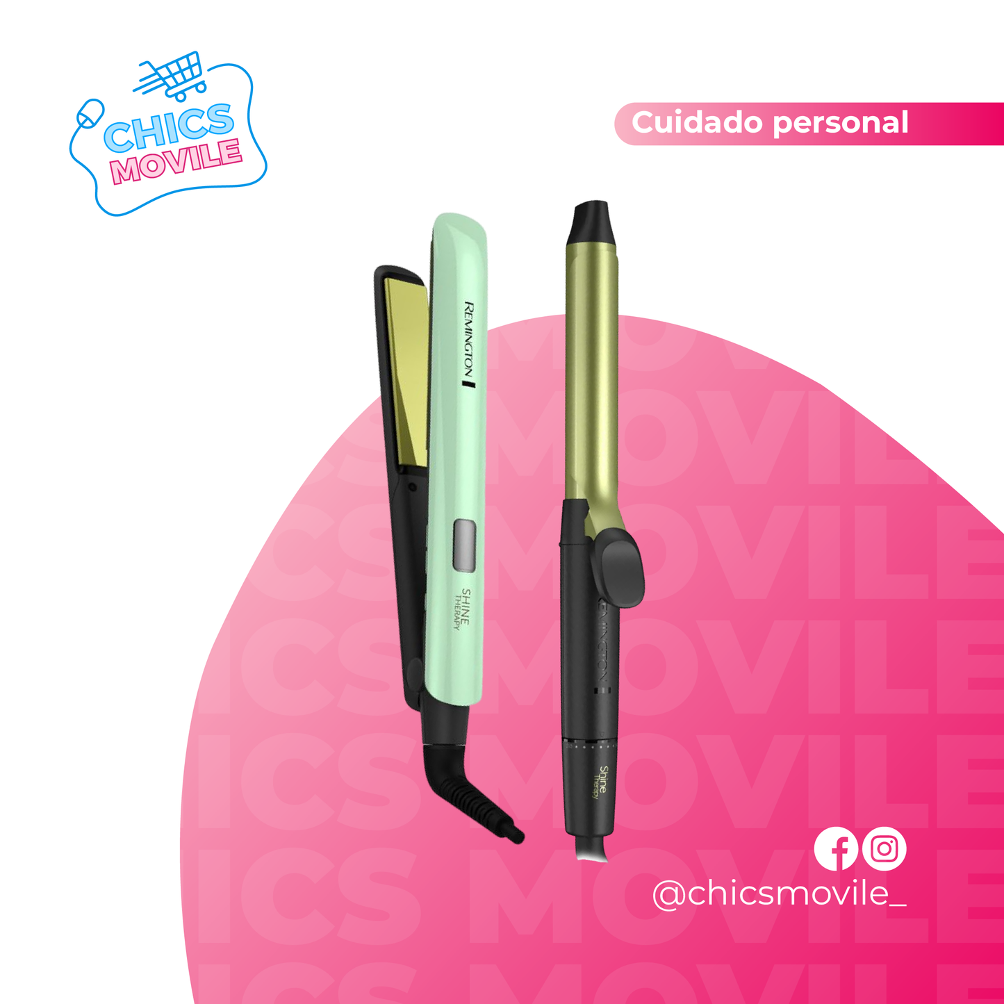 Combo Remington Duo Nutritivo con Aguacate y Macadamia: Plancha Alisadora Shine Therapy + Rizadora Shine Therapy