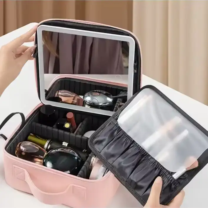 Estuche de Maquillaje con Espejo y Luz LED