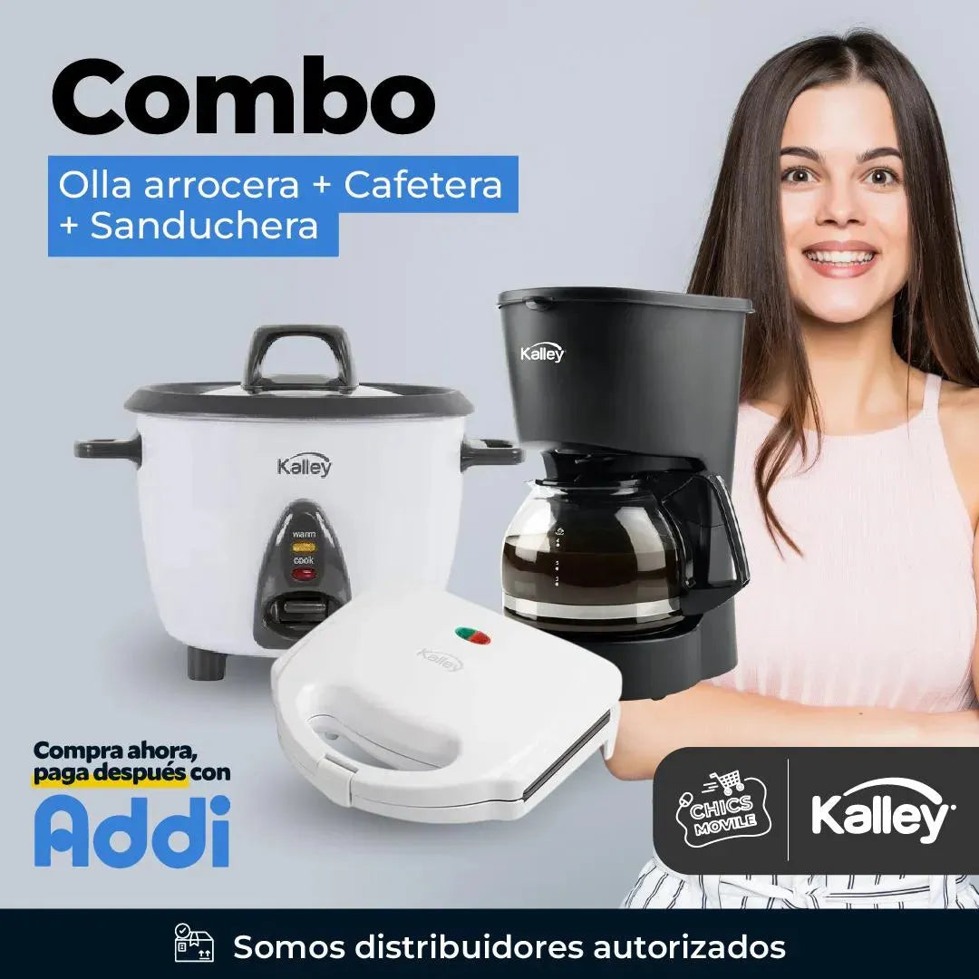 Combo KALLEY Olla Arrocera + Sanduchera + Cafetera ☕🍲 - Chics Movile