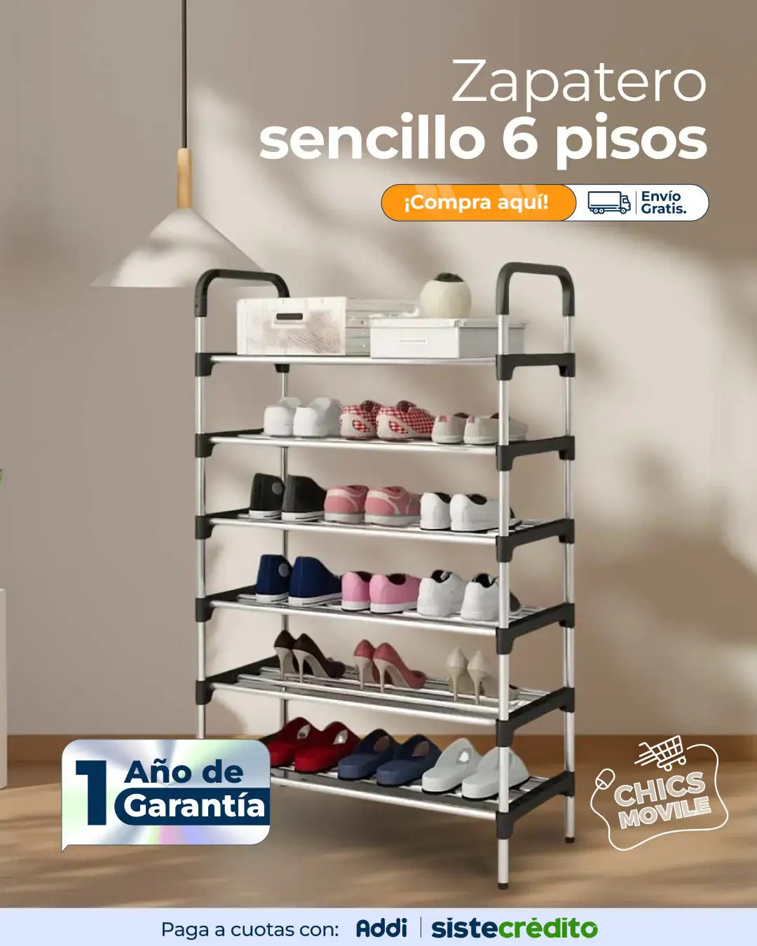 Zapatera de 6 Niveles Montable