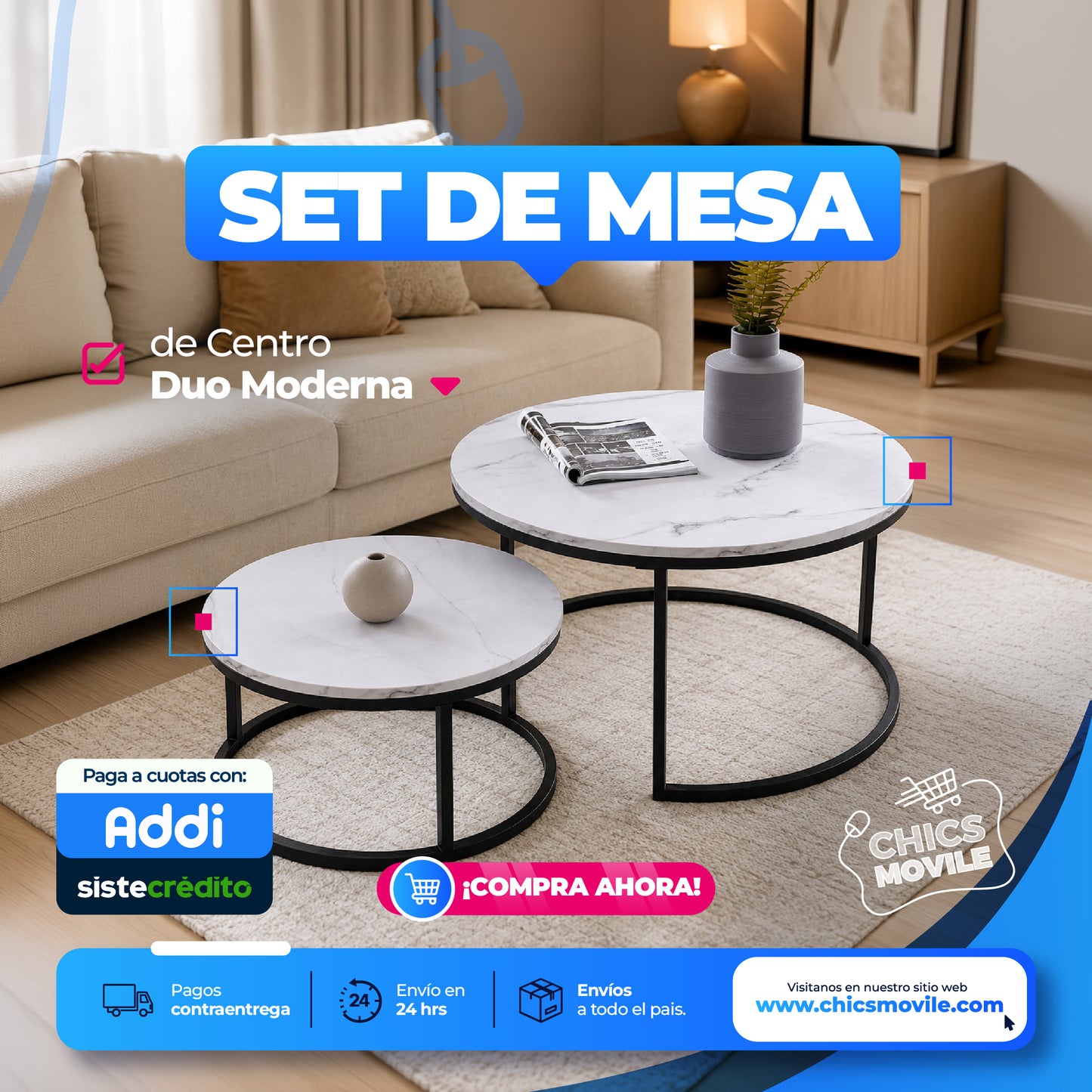 Set de mesa redonda Dúo de Vidrio