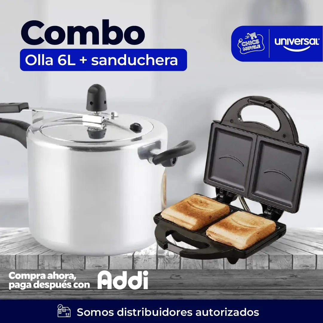 Combo CORONA Olla a Presión 6Lts + Sanduchera👨‍🍳🥐 - Chics Movile