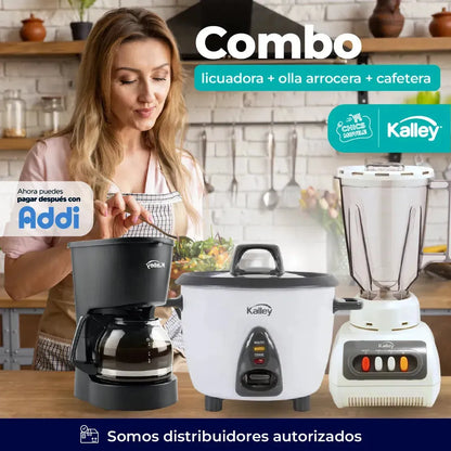 Combo KALLEY Olla Arrocera 5Tz + Licuadora 1.5Lt + Cafetera 4 Tz☕️🥪🍚 - Chics Movile