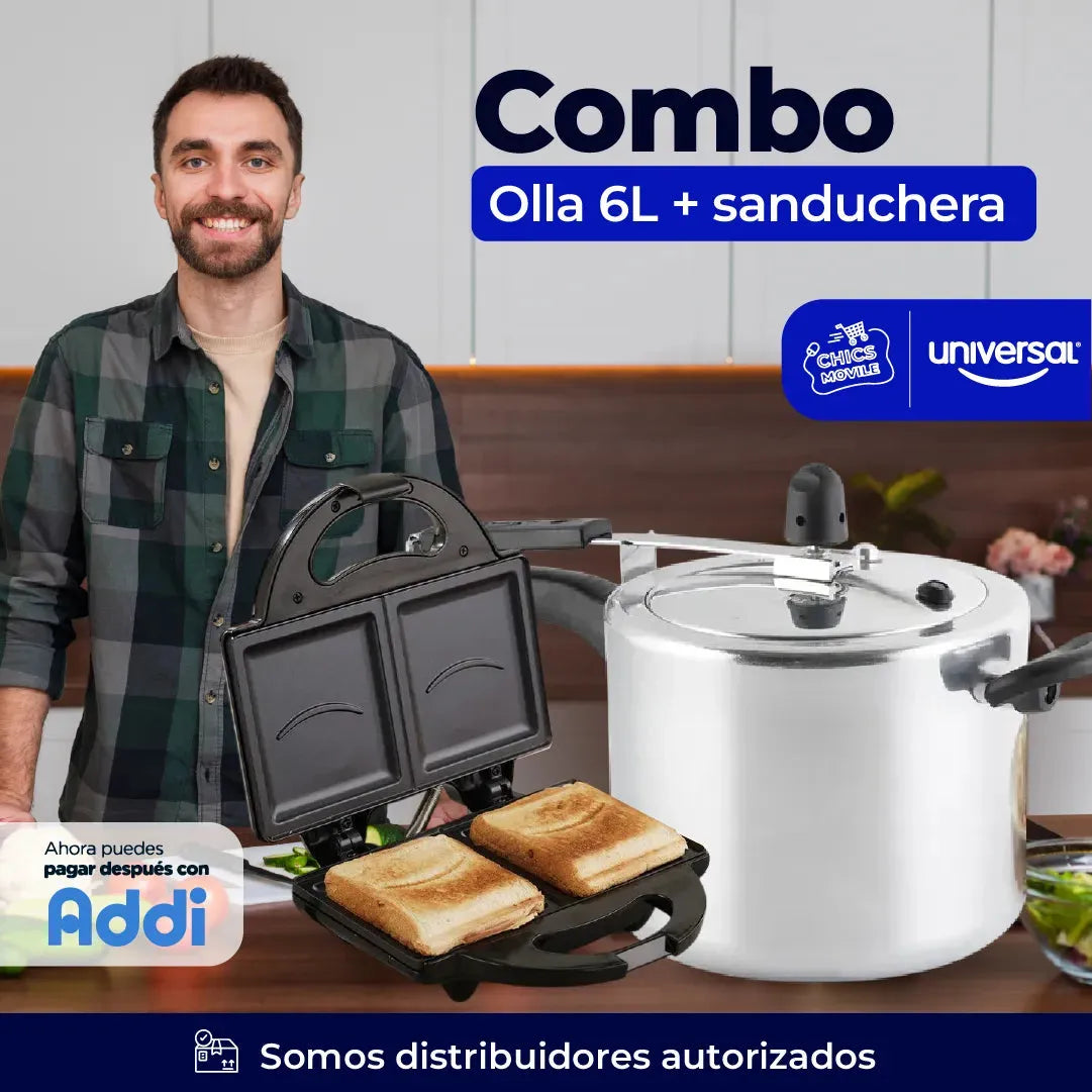 Combo CORONA Olla a Presión 6Lts + Sanduchera👨‍🍳🥐 - Chics Movile