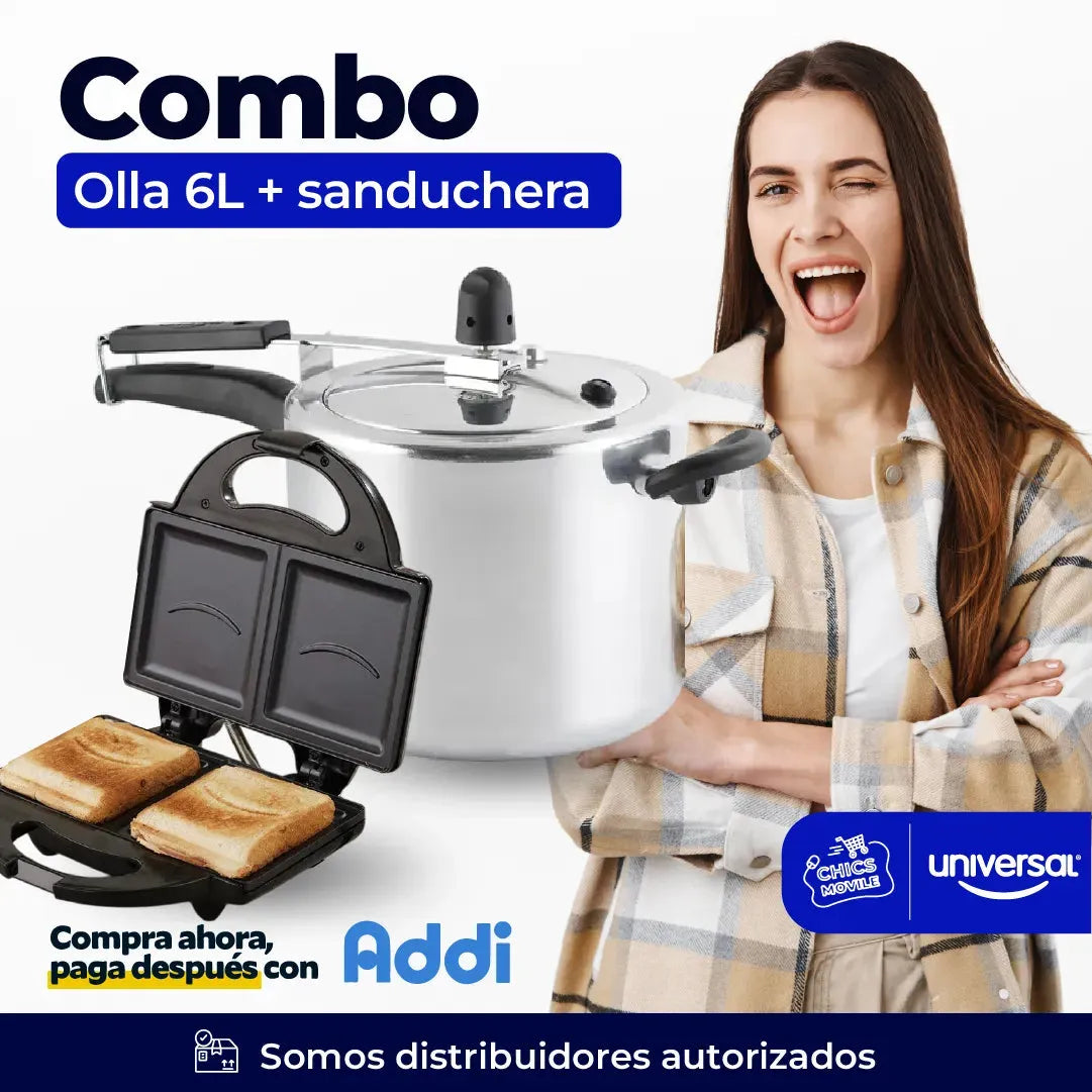 Combo CORONA Olla a Presión 6Lts + Sanduchera👨‍🍳🥐 - Chics Movile