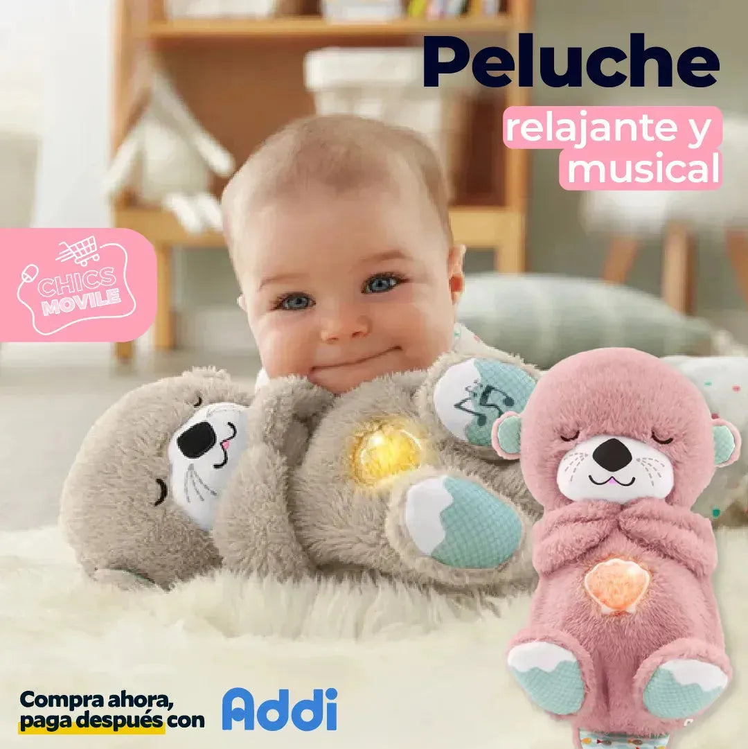 Peluche Realista Nutria Bebe Estimulacion Sensorial Sonido 🧸🐻🐻‍❄️✅