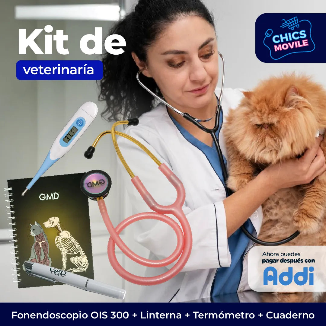 Kit De Veterinaria. Fonendoscopio OIS 300 + Termometro Digital + Linterna De Diagnostico + Cuaderno🧑‍⚕️🐶 - Chics Movile