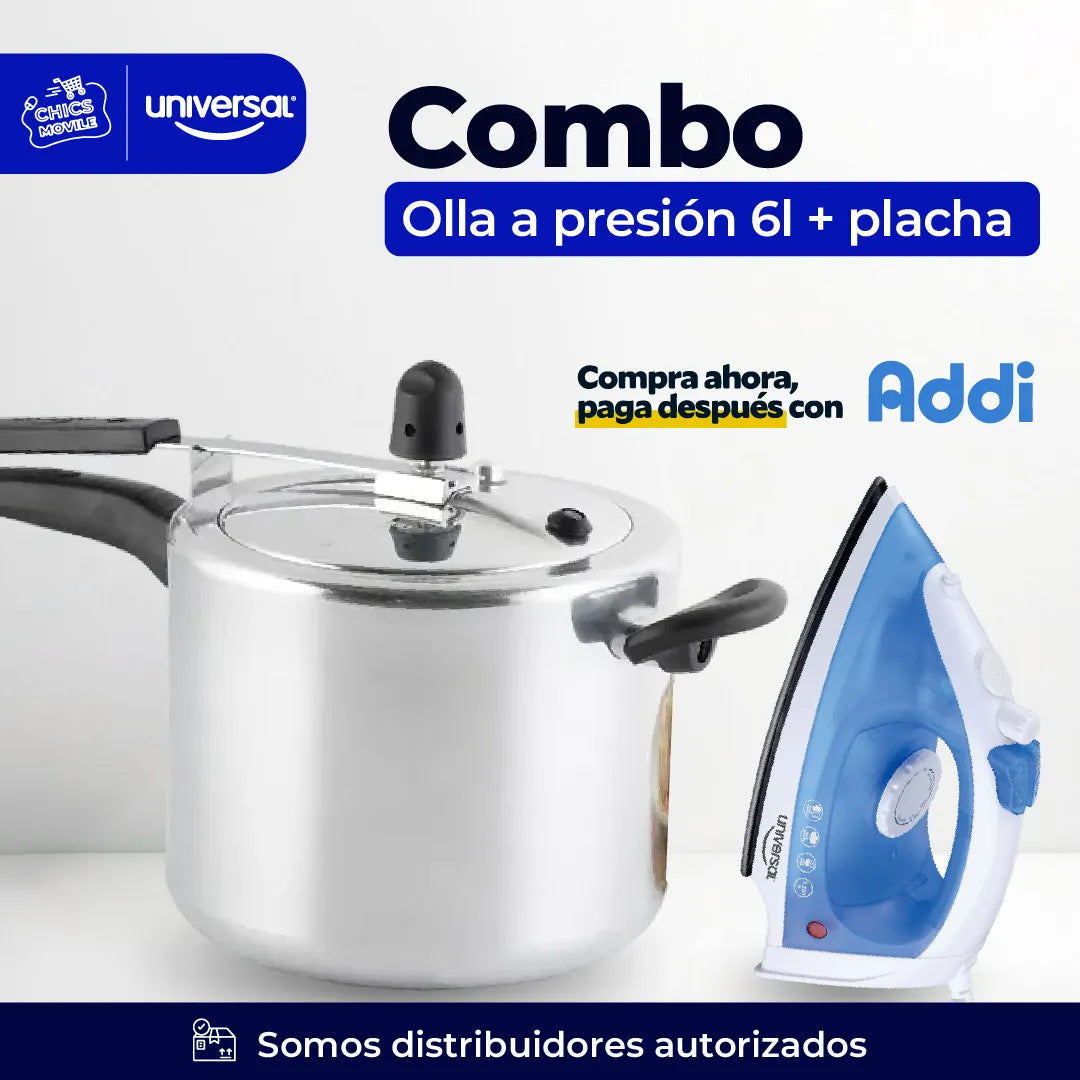 Combo UNIVERSAL Olla Presión 6 Litros + Plancha A Vapor🍲🏠 - Chics Movile
