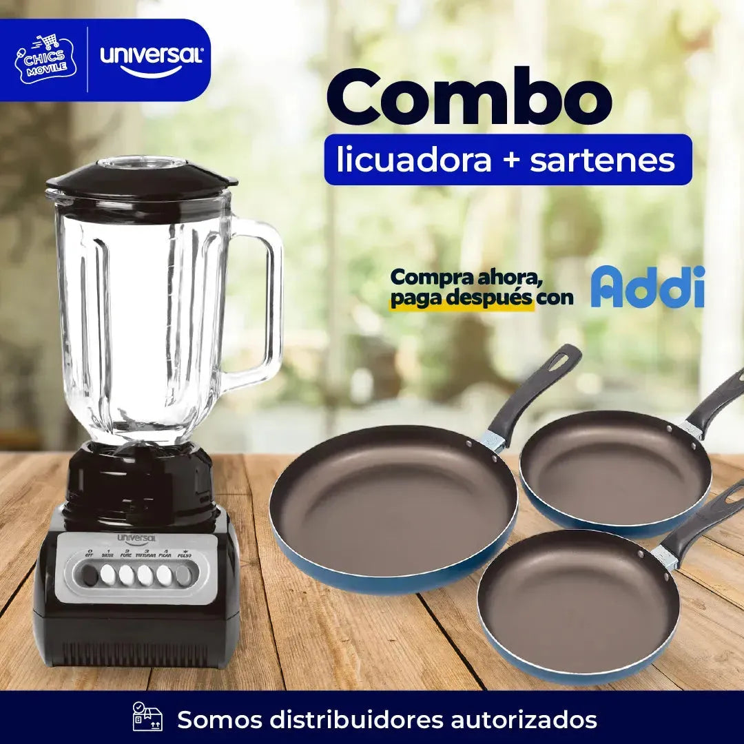 Combo UNIVERSAL Licuadora +Set x 3 Sartenes 🍳 - Chics Movile