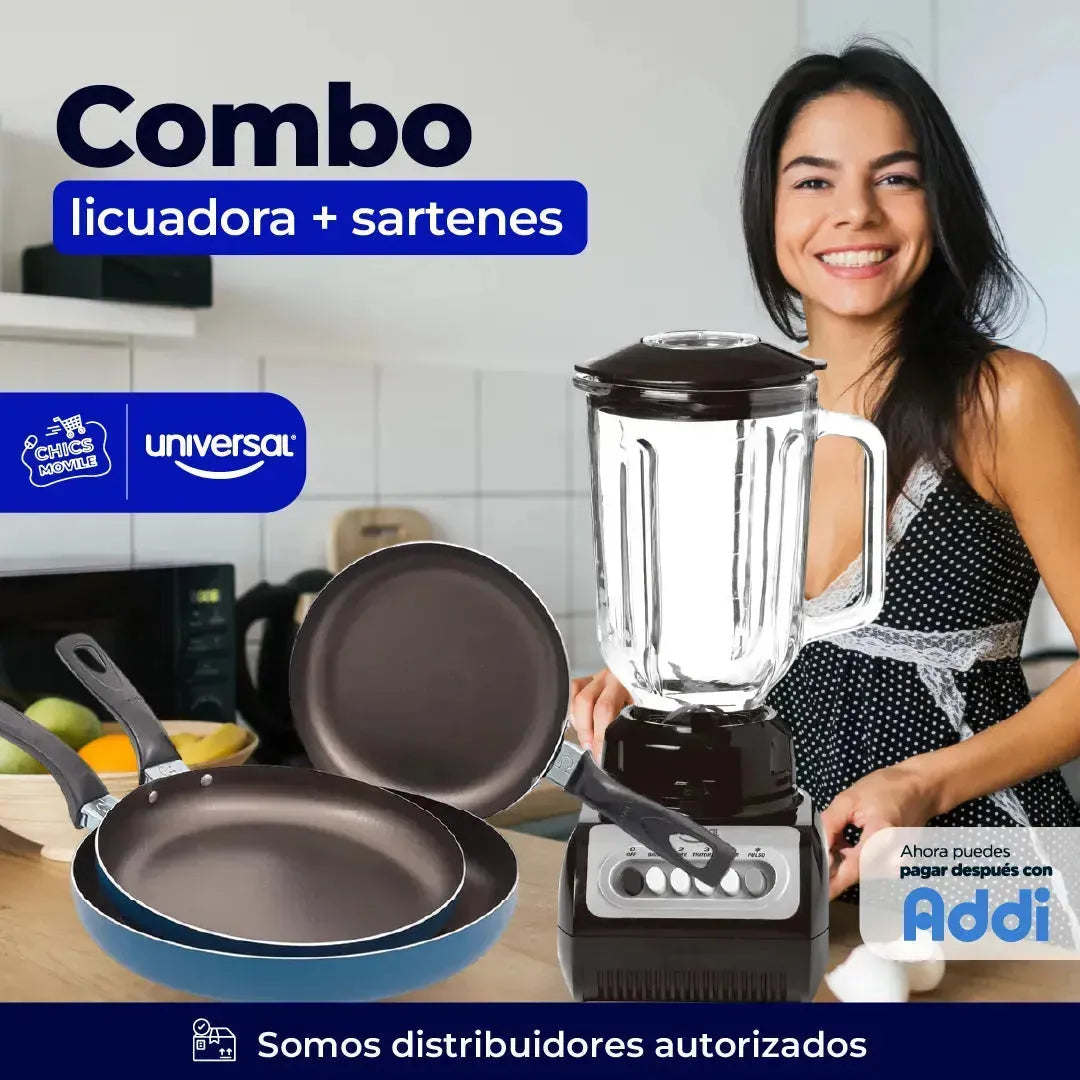 Combo UNIVERSAL Licuadora +Set x 3 Sartenes 🍳 - Chics Movile