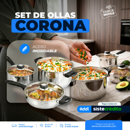 Batería de ollas por 5 Piezas Corona