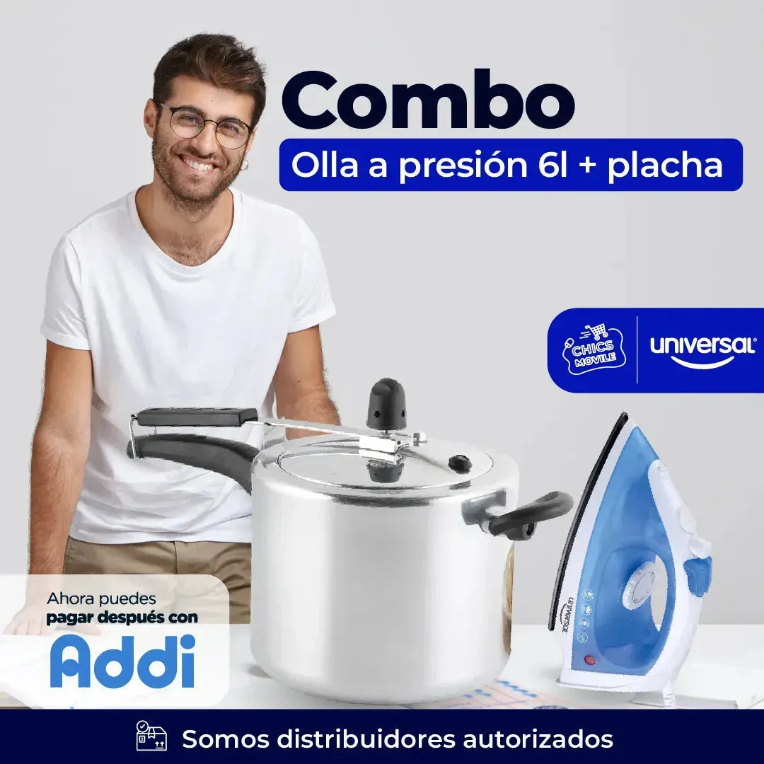 Combo UNIVERSAL Olla Presión 6 Litros + Plancha A Vapor🍲🏠 - Chics Movile