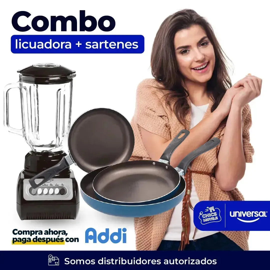 Combo UNIVERSAL Licuadora +Set x 3 Sartenes 🍳 - Chics Movile