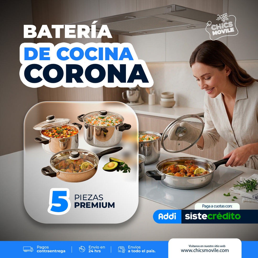 Batería de ollas por 5 Piezas Corona