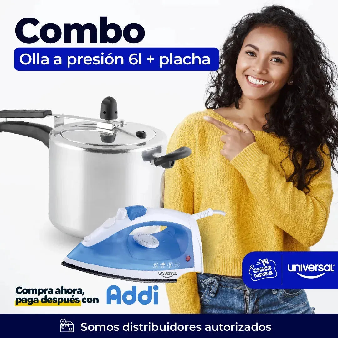 Combo UNIVERSAL Olla Presión 6 Litros + Plancha A Vapor🍲🏠 - Chics Movile