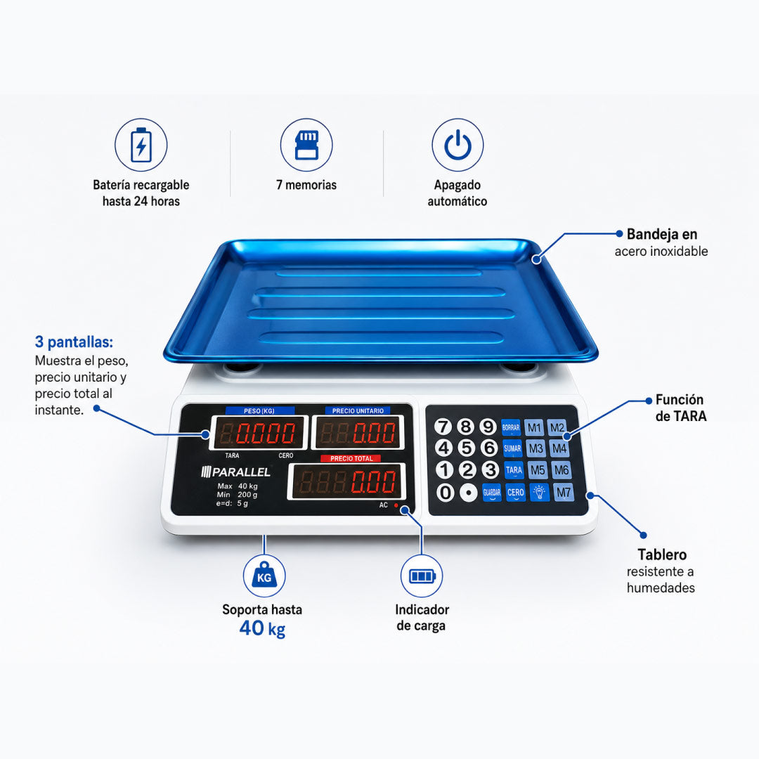 Balanza Liquidadora Electrónica 40kg Digital Gramo En Gramo ⚖️