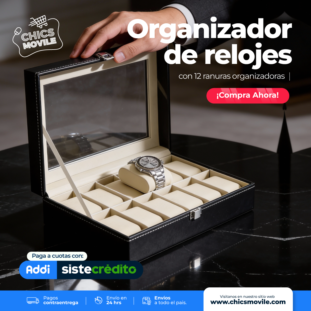 Organizador de joyas con cojines extraíbles 12 Relojes, vidrio enmarcado y cierre seguro para almacenamiento de joyas de relojes