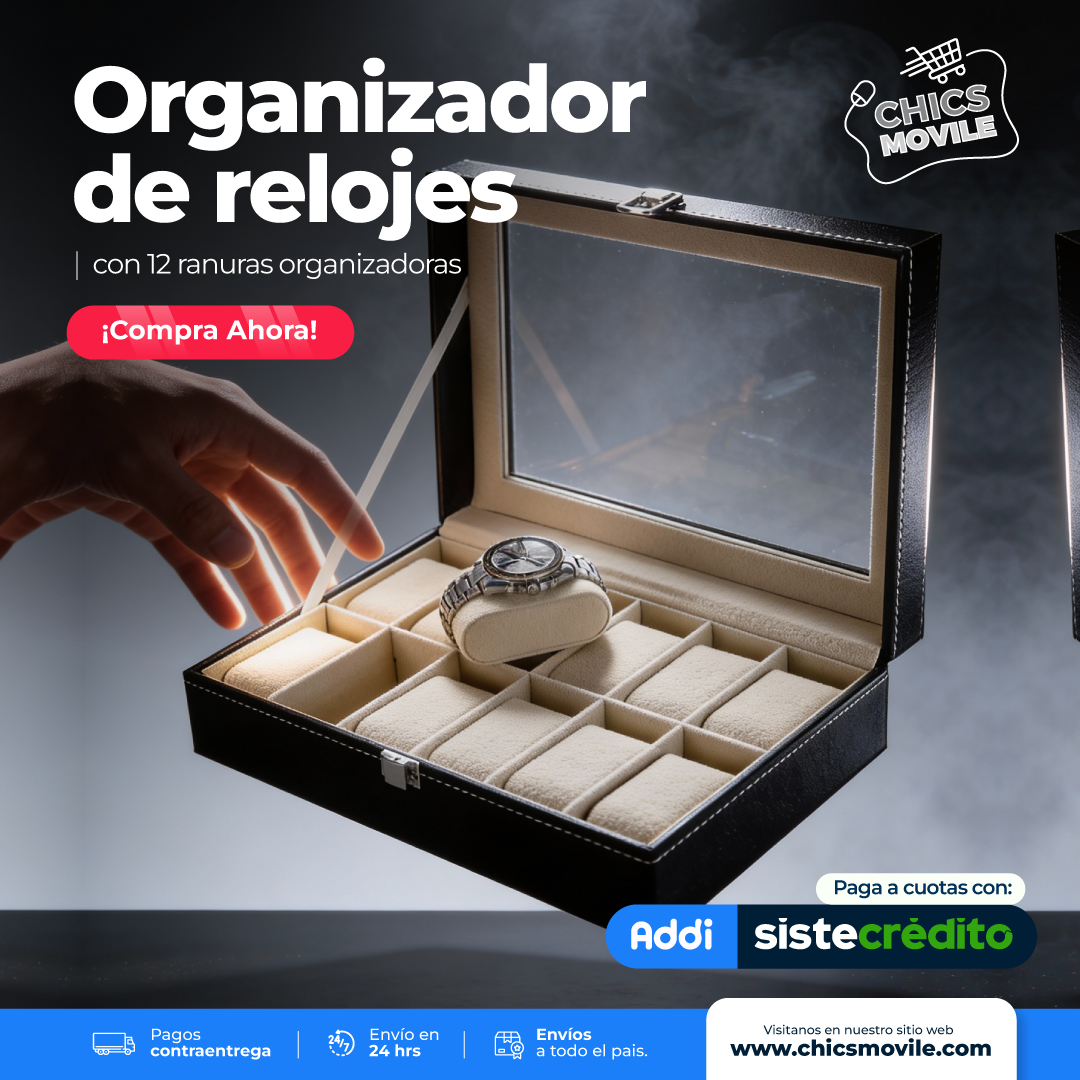 Organizador de joyas con cojines extraíbles 12 Relojes, vidrio enmarcado y cierre seguro para almacenamiento de joyas de relojes