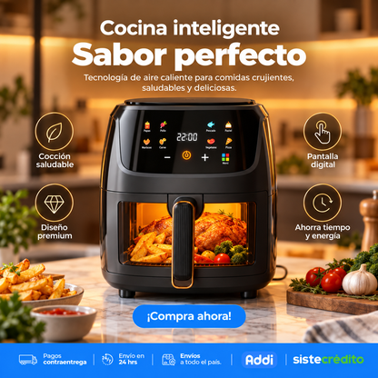 Freidora De Aire Olla Air Fryer 10 Litros Táctil + Parrill