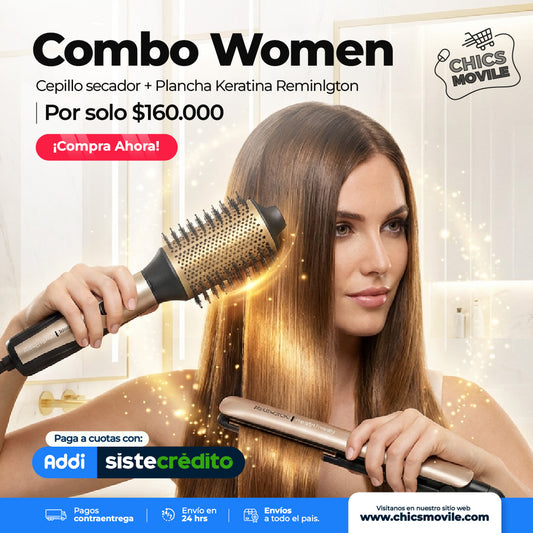 Combo Plancha Keratina + Cepillo Secador Keratina Remilngton