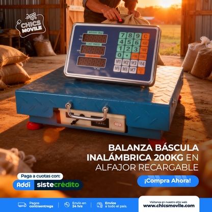 Balanza Báscula Inalámbrica 200kg En Alfajor Recargable Icm Color Azul acero 110V/220V 🥑⚖️♎