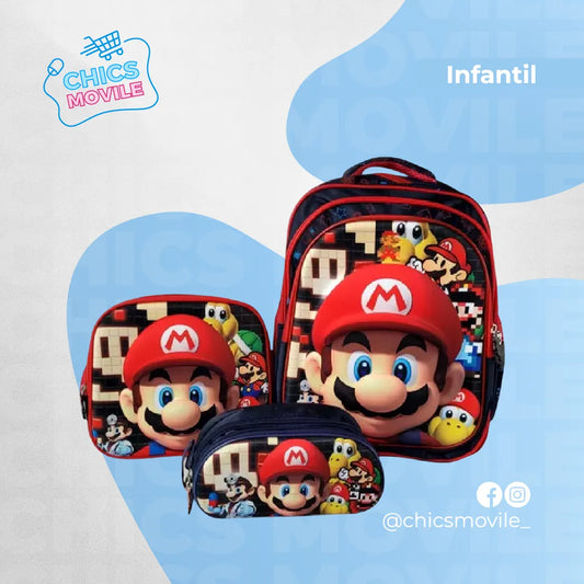 Kit Escolar: Maleta + Cartuchera + Lonchera 🎒 - Chics Movile