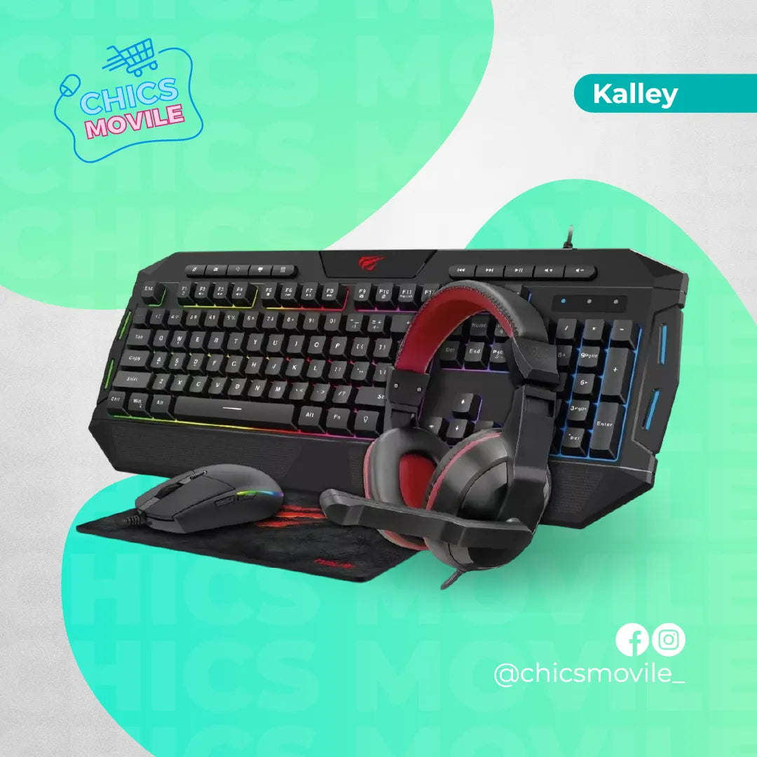 Combo KALLEY Alámbrico Gaming Teclado + Audífonos + Mouse 🎮🖥️🧒🏻 - Chics Movile
