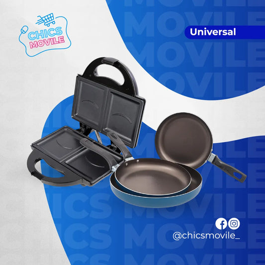 Combo UNIVERSAL Sanduchera Sonrisa + Set x3 Santenes Antiadherentes 🍳✅ - Chics Movile