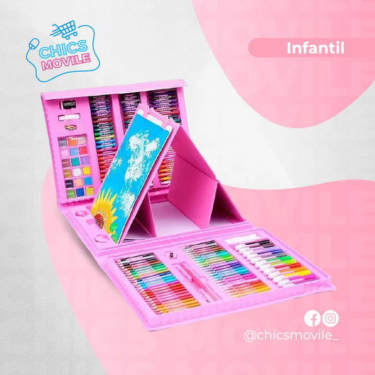 Set De Arte Maleta 208 Piezas Para Niños Creatividad Dibujo 🎨🖼️ - Chics Movile