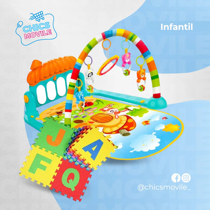 Gimnasio Para Bebé Con Piano Musical + Juego Tapete Didáctico - Chics Movile