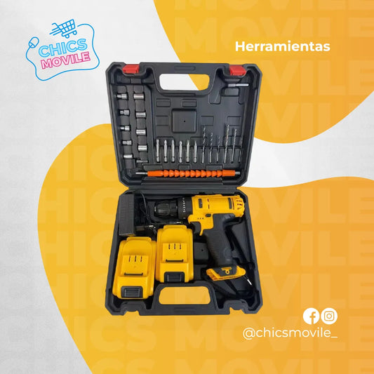 Taladro Atornillador Inalámbrico 24V Doble Bateria + 25 Accesorios