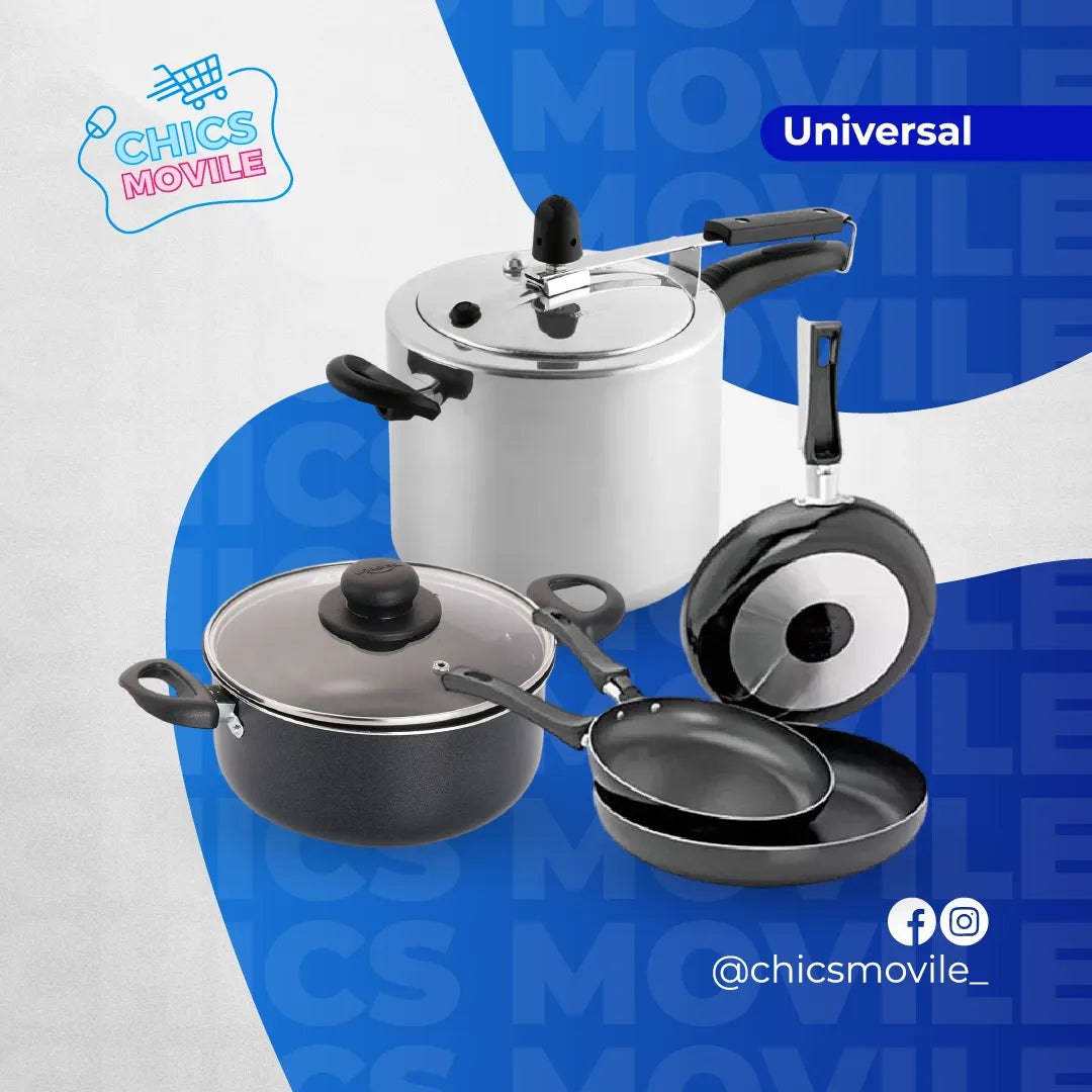 Combo UNIVERSAL Olla a Presión 6Lts + Batería de Ollas X 4 Unidades 👨‍🍳🍳 - Chics Movile
