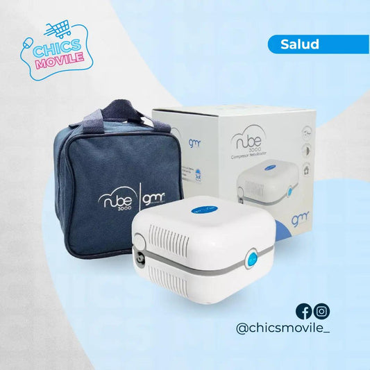 Nebulizador Adulto Pediatrico Nube + Tula ® 2 Mascarillas Color Blanco 110v/220v 🫁 - Chics Movile