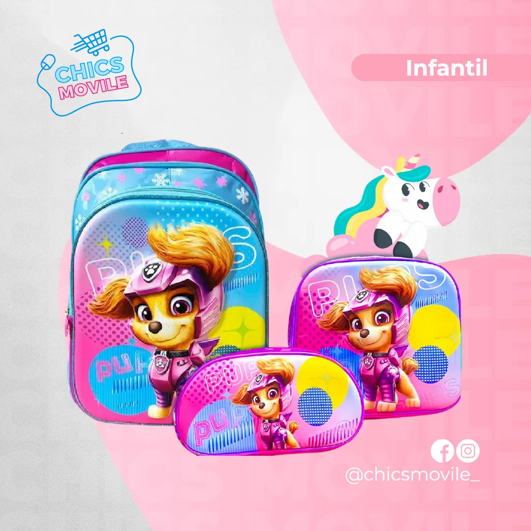 Kit Escolar: Maleta + Cartuchera + Lonchera 🎒 - Chics Movile