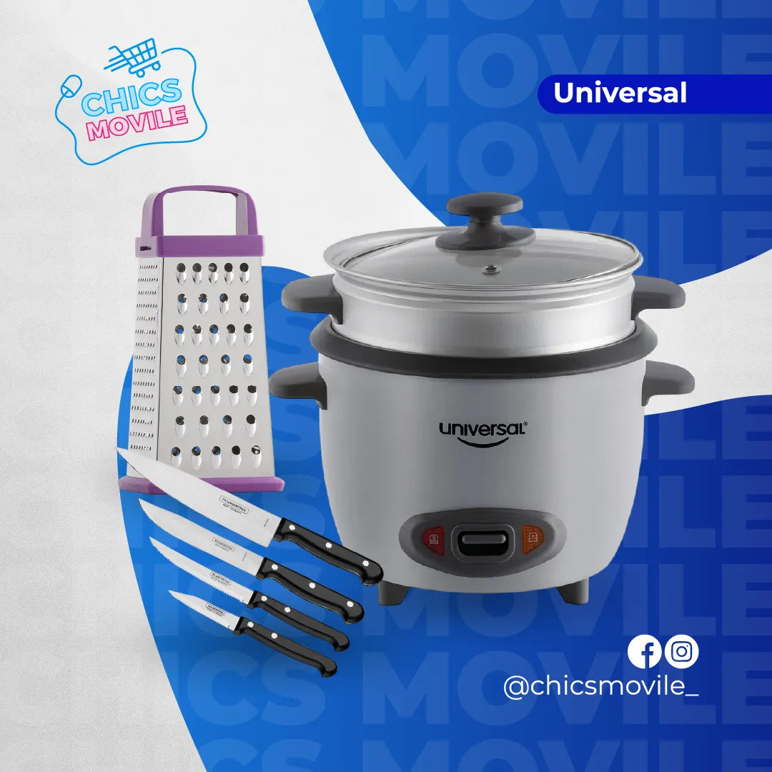 Combo UNIVERSAL Olla Arrocera UNIVERSAL 5 Tazas + Set De Cuchillos + Rallador 👨‍🍳🔪🍚 - Chics Movile