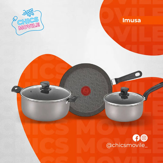 Bateria 5 Piezas Antiadherente Imusa Talent ✅🏚️👨🏻‍🍳 - Chics Movile