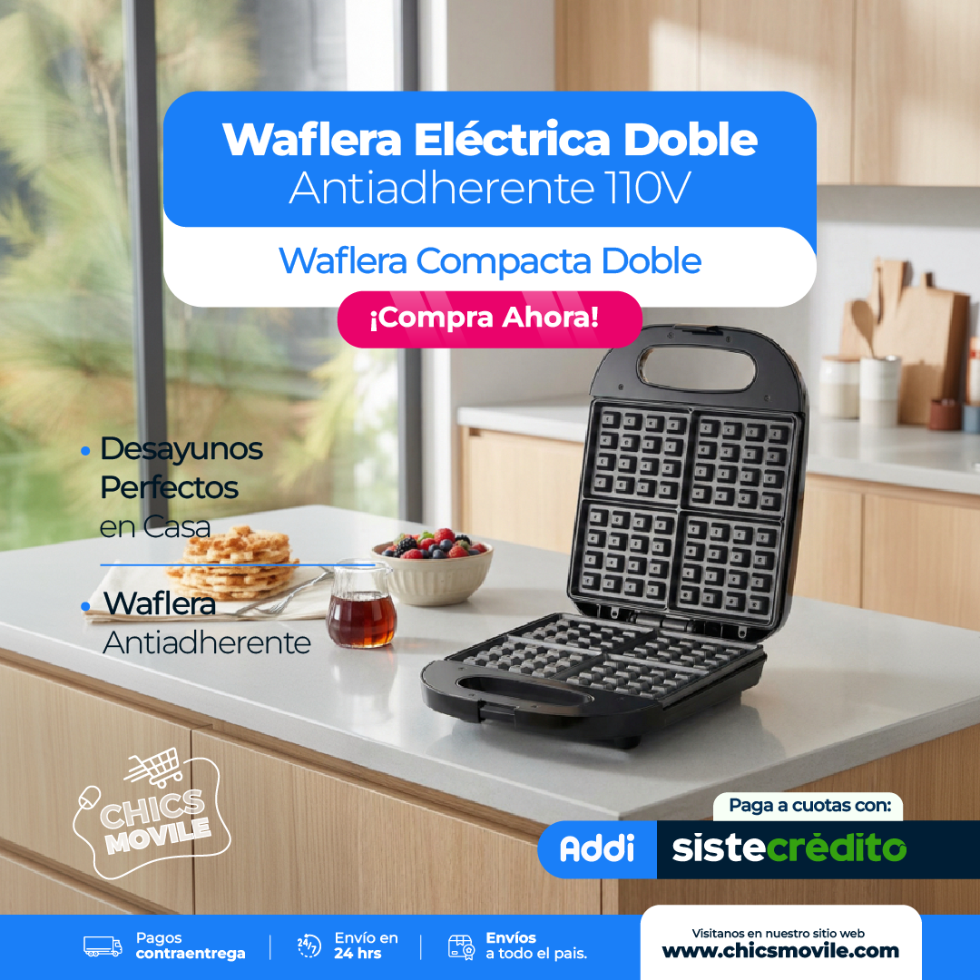 Máquina para Waffles x4 Antiadherente 110V