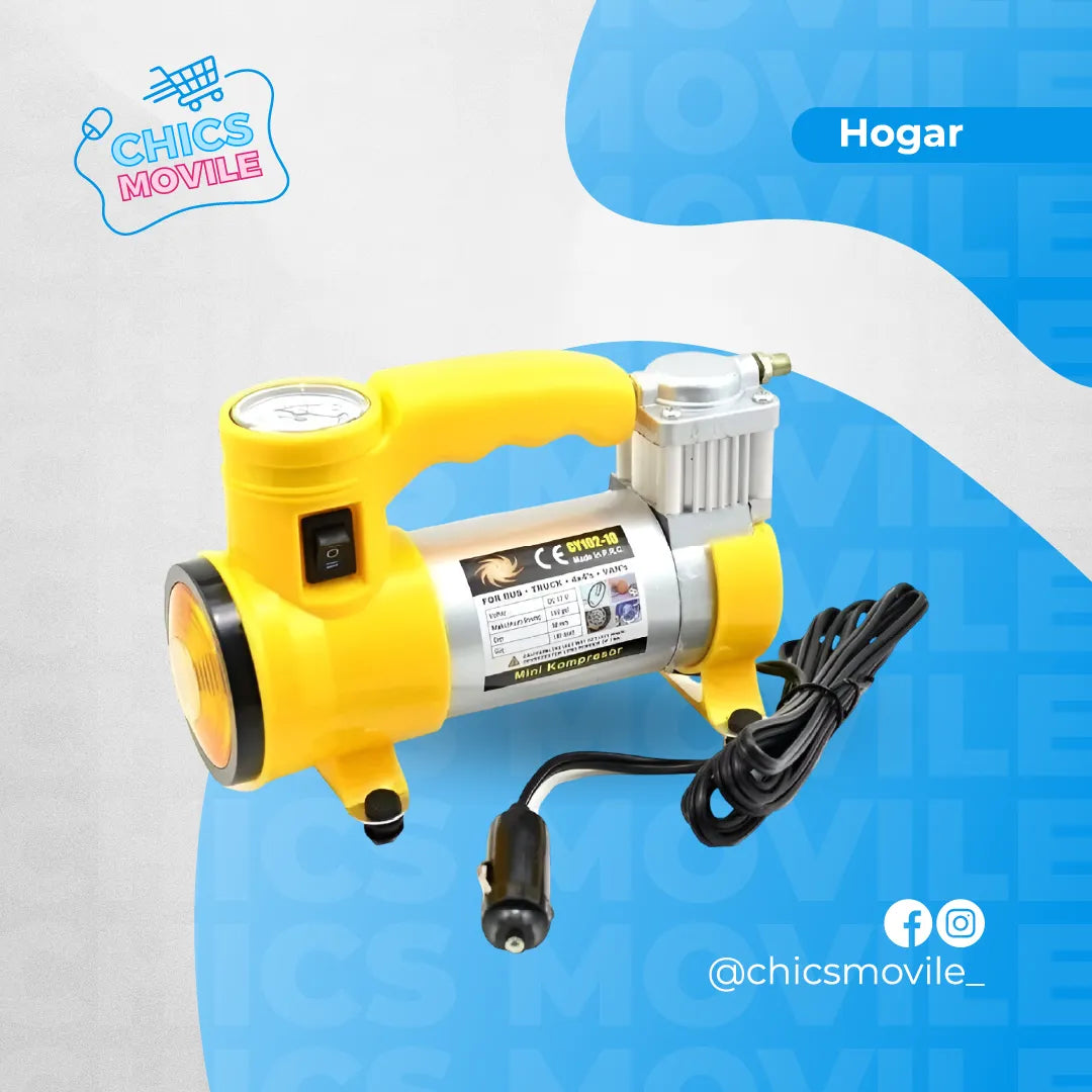 Compresor De Aire Automático Para Inflar Llantas De Carro 12V 🚗 - Chics Movile