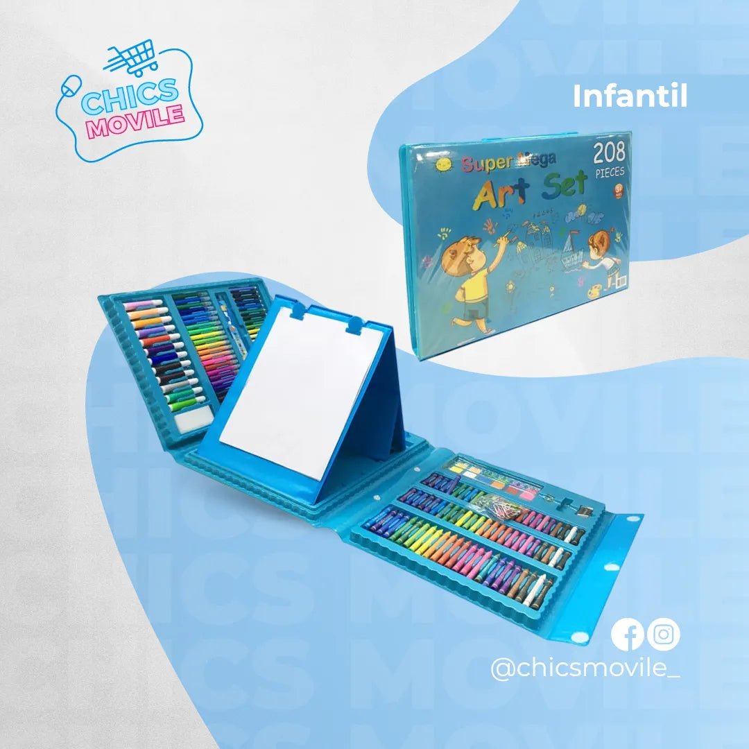 Set De Arte Maleta 208 Piezas Para Niños Creatividad Dibujo 🎨🖼️ - Chics Movile