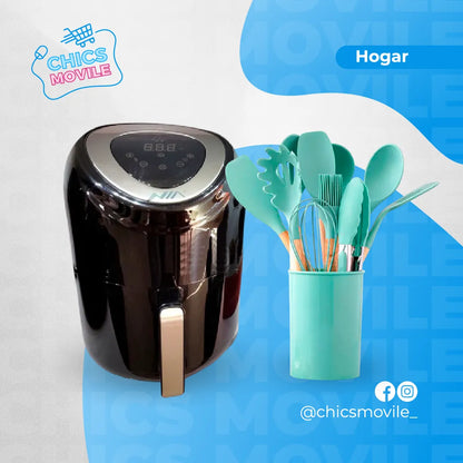 Combo De Cocina Para Mamá, Air Fryer de 2.5 Litros + Utencilios De Cocina 12 Piezas En Silicona 😍👪