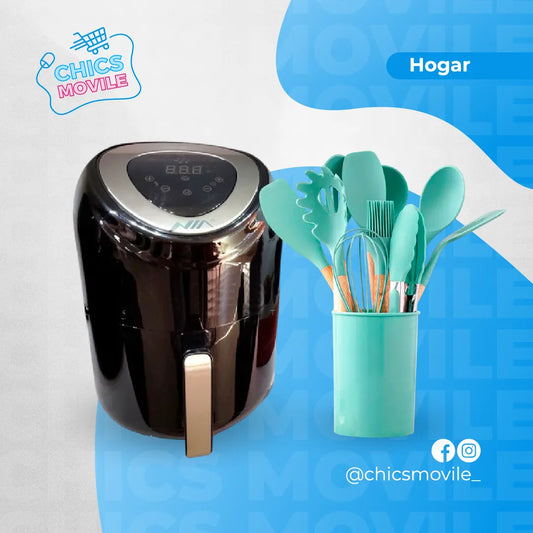 Combo De Cocina Para Mamá, Air Fryer de 2.5 Litros + Utencilios De Cocina 12 Piezas En Silicona 😍👪 - Chics Movile