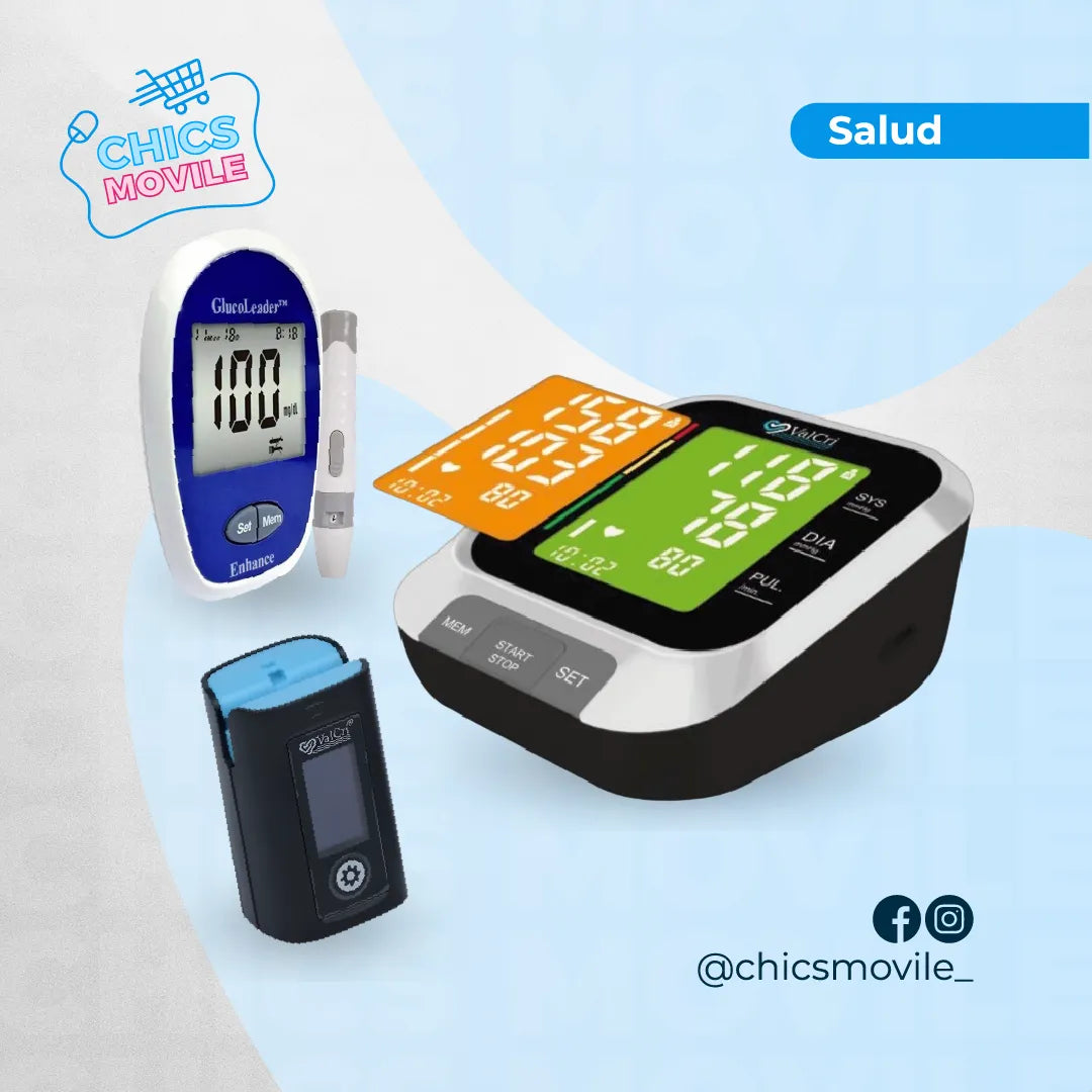 Tensiómetro Digital De brazo Valcri Modelo B25 con altavoz + Oximetro Valcri + Glucometro - Chics Movile
