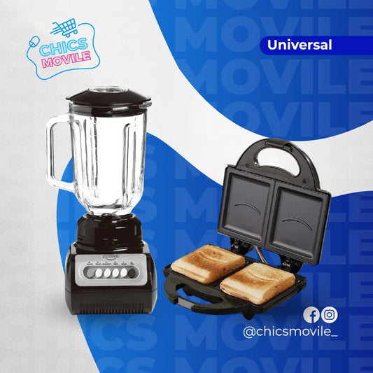 Combo UNIVERSAL Licuadora Vaso Vidrio + Sanduchera 🍲🏠 - Chics Movile