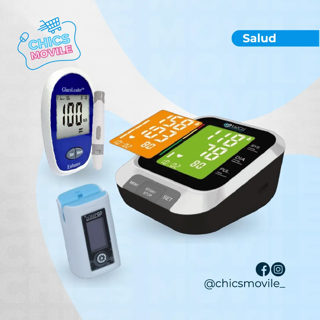 Tensiómetro Digital De brazo Valcri Modelo B25 con altavoz + Oximetro Valcri + Glucometro - Chics Movile
