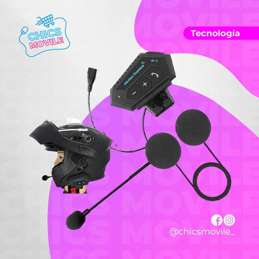 Intercomunicador Auriculares Casco Bluetooth Bt12 Moto - Chics Movile